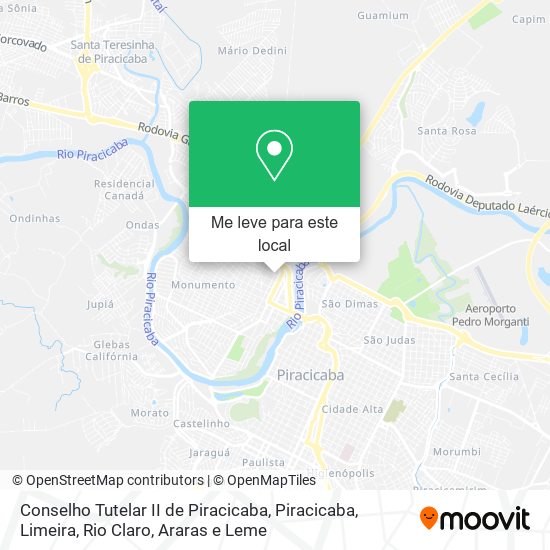 Conselho Tutelar II de Piracicaba mapa