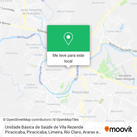 Unidade Básica de Saúde de Vila Rezende Piracicaba mapa