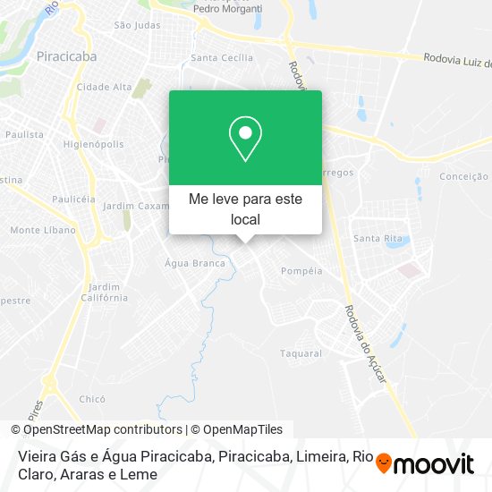 Vieira Gás e Água Piracicaba mapa