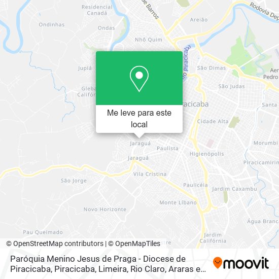 Paróquia Menino Jesus de Praga - Diocese de Piracicaba mapa