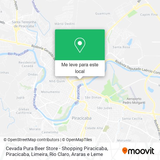 Cevada Pura Beer Store - Shopping Piracicaba mapa