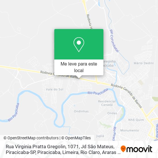 Rua Virginia Pratta Gregolin, 1071, Jd São Mateus, Piracicaba-SP mapa