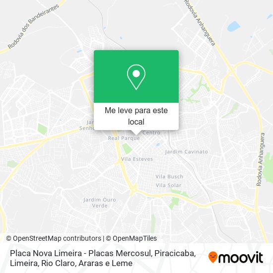 Placa Nova Limeira - Placas Mercosul mapa