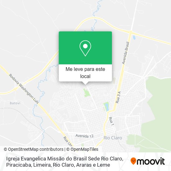 Igreja Evangelica Missão do Brasil Sede Rio Claro mapa