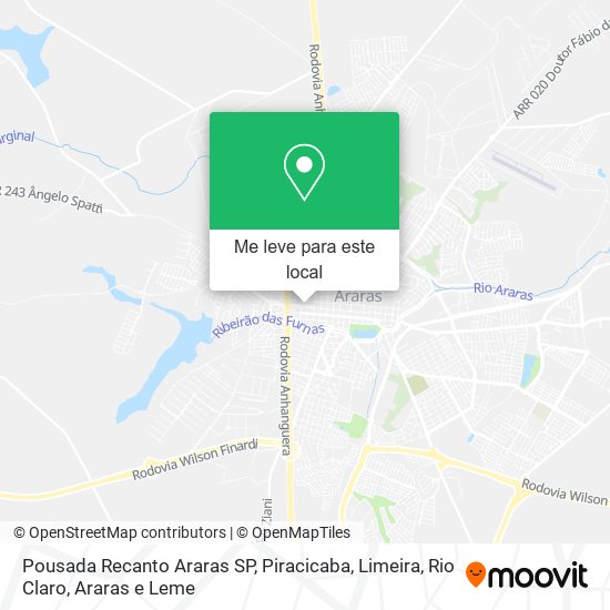 Pousada Recanto Araras SP mapa