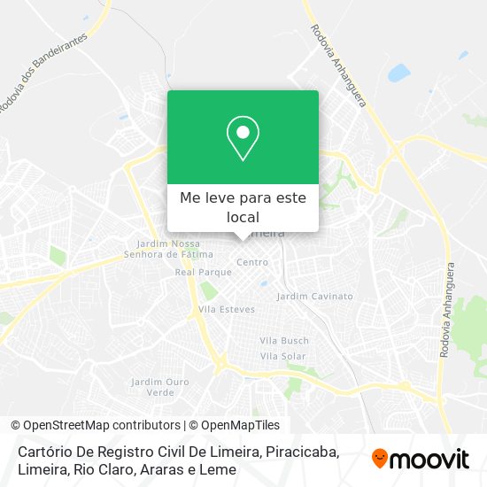Cartório De Registro Civil De Limeira mapa