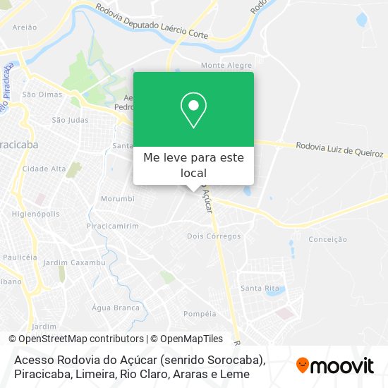 Acesso Rodovia do Açúcar (senrido Sorocaba) mapa