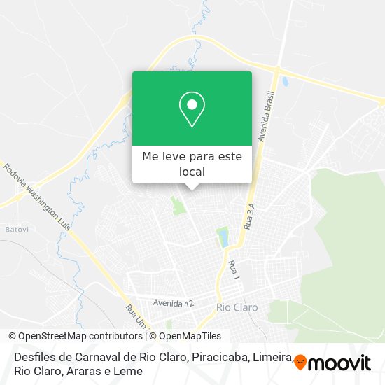 Desfiles de Carnaval de Rio Claro mapa