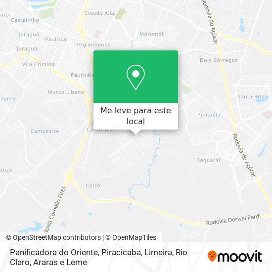 Panificadora do Oriente mapa