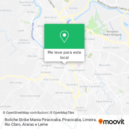 Boliche Strike Mania Piracicaba mapa