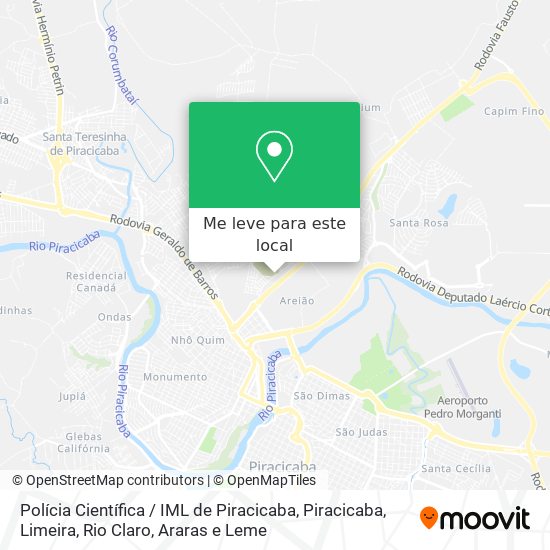 Polícia Científica / IML de Piracicaba mapa