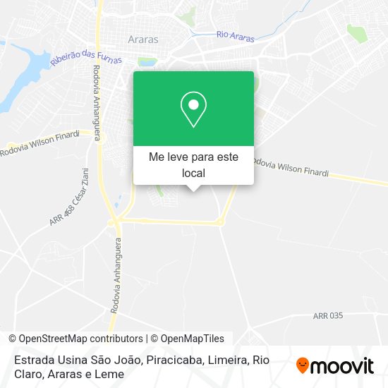 Estrada Usina São João mapa