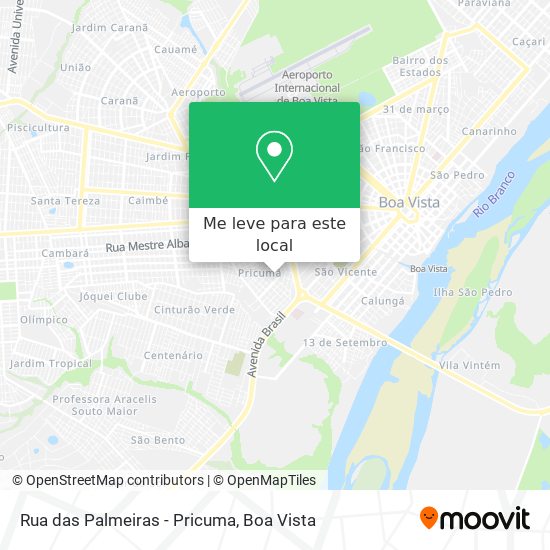 Rua das Palmeiras - Pricuma mapa