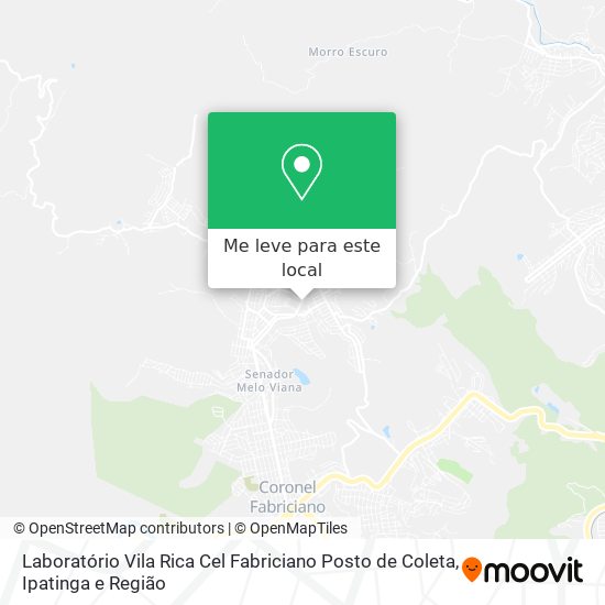 Laboratório Vila Rica Cel Fabriciano Posto de Coleta mapa
