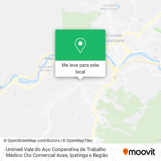 Unimed Vale do Aço Cooperativa de Trabalho Médico Cto Comercial Aces mapa