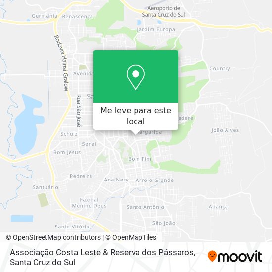 Associação Costa Leste & Reserva dos Pássaros mapa
