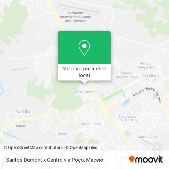 Santos Dumont x Centro via Poço mapa