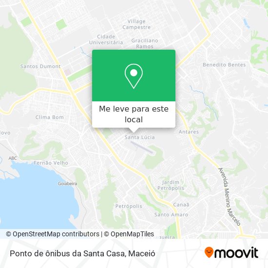 Ponto de ônibus da Santa Casa mapa
