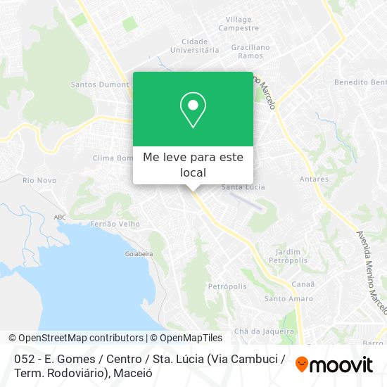 052 - E. Gomes / Centro / Sta. Lúcia (Via Cambuci / Term. Rodoviário) mapa
