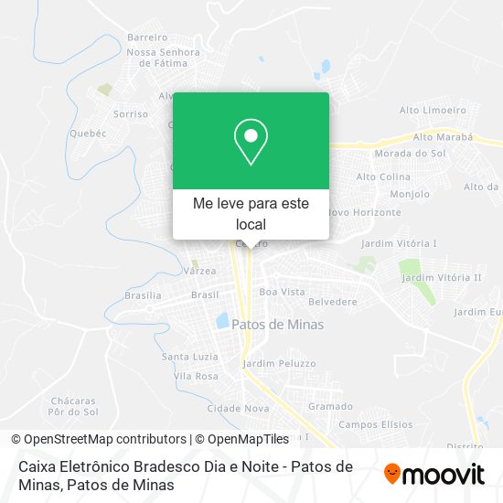 Caixa Eletrônico Bradesco Dia e Noite - Patos de Minas mapa