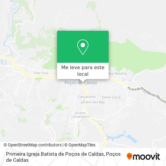 Primeira Igreja Batista de Poços de Caldas mapa