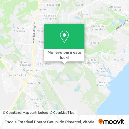 Escola Estadual Doutor Getunildo Pimentel mapa