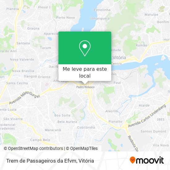 Trem de Passageiros da Efvm mapa