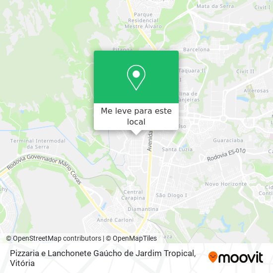 Pizzaria e Lanchonete Gaúcho de Jardim Tropical mapa