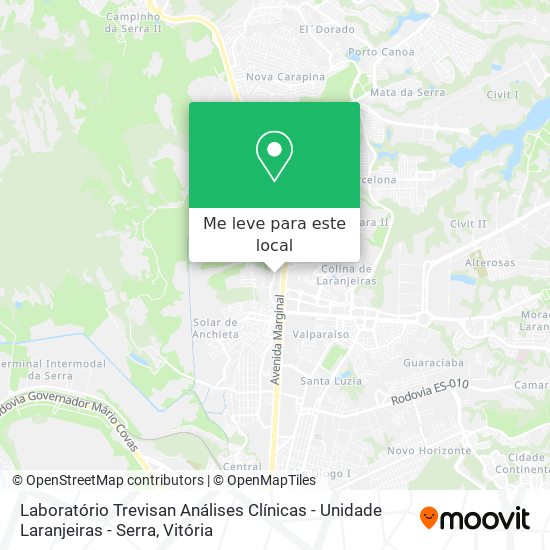 Laboratório Trevisan Análises Clínicas - Unidade Laranjeiras - Serra mapa