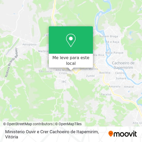 Ministerio Ouvir e Crer Cachoeiro de Itapemirim mapa