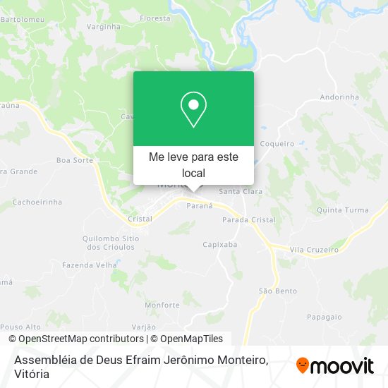 Assembléia de Deus Efraim Jerônimo Monteiro mapa