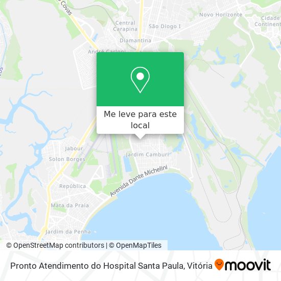 Pronto Atendimento do Hospital Santa Paula mapa