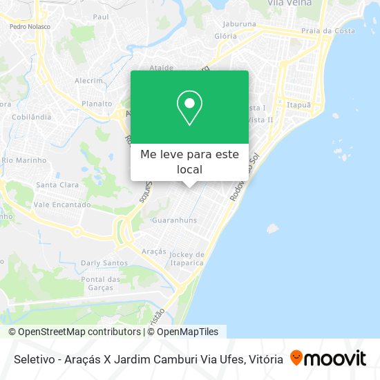 Seletivo - Araçás X Jardim Camburi Via Ufes mapa