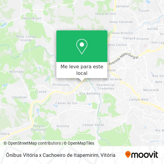 Ônibus Vitória x Cachoeiro de Itapemirim mapa