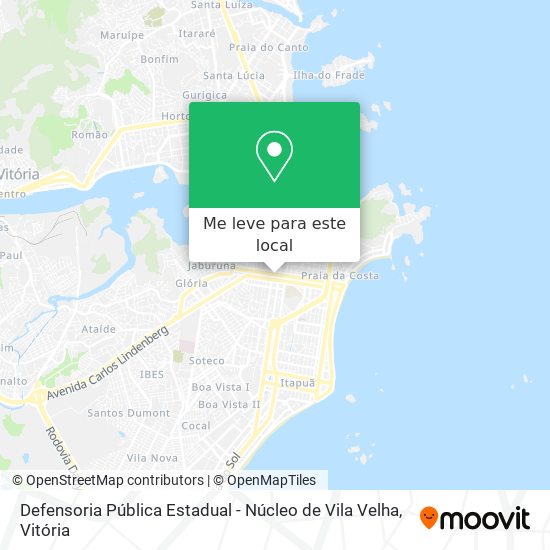 Defensoria Pública Estadual - Núcleo de Vila Velha mapa