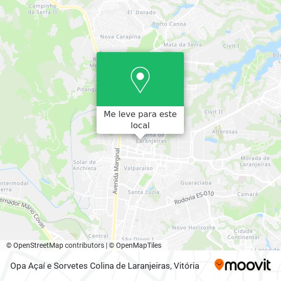Opa Açaí e Sorvetes Colina de Laranjeiras mapa
