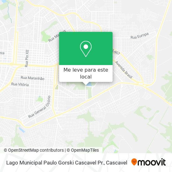 Lago Municipal Paulo Gorski Cascavel Pr. mapa