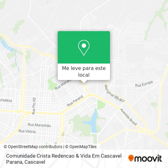 Comunidade Crista Redencao & Vida Em Cascavel Parana mapa