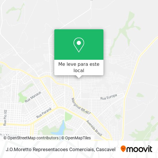 J.O.Moretto Representacoes Comerciais mapa