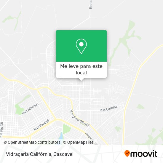 Vidraçaria Califórnia mapa
