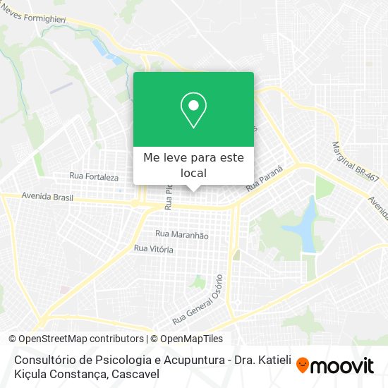 Consultório de Psicologia e Acupuntura - Dra. Katieli Kiçula Constança mapa