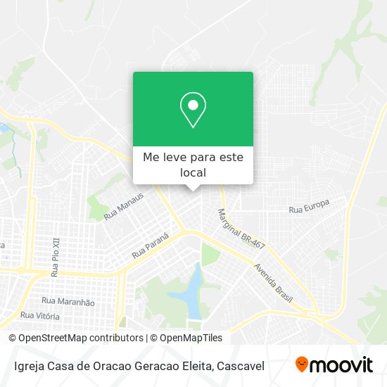 Igreja Casa de Oracao Geracao Eleita mapa