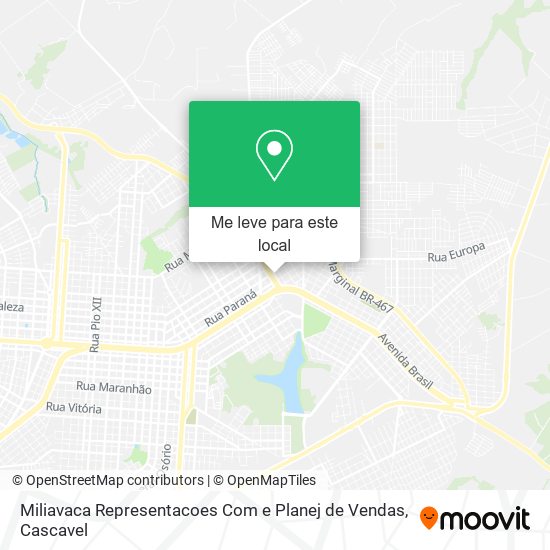 Miliavaca Representacoes Com e Planej de Vendas mapa