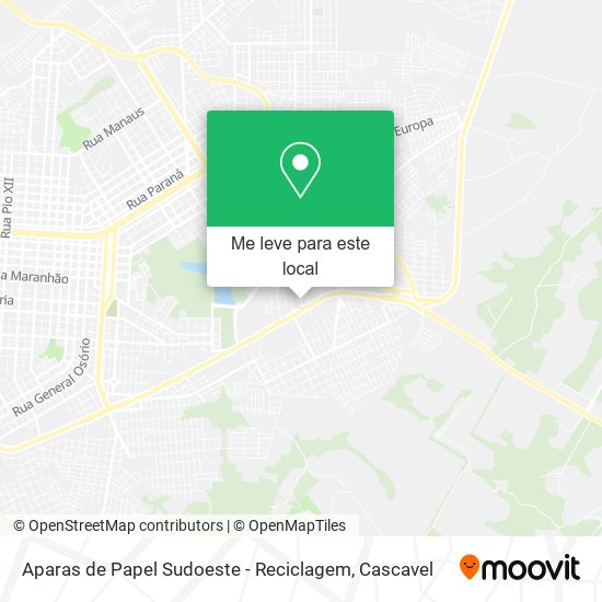 Aparas de Papel Sudoeste - Reciclagem mapa