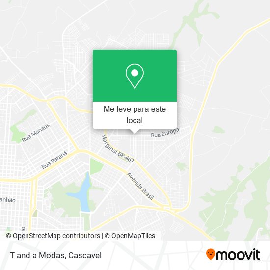 T and a Modas mapa