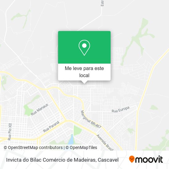 Invicta do Bilac Comércio de Madeiras mapa