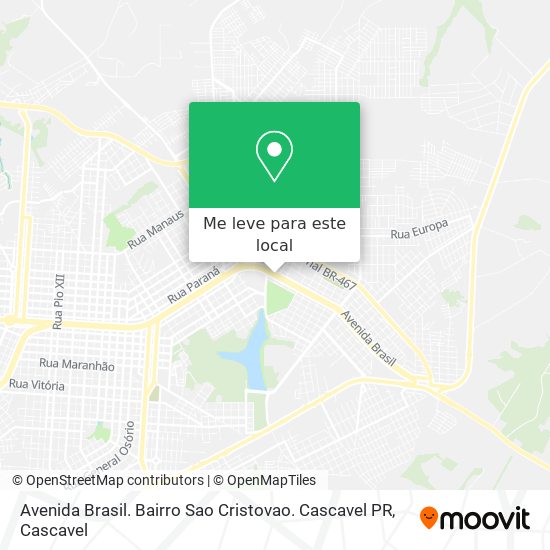 Avenida Brasil. Bairro Sao Cristovao. Cascavel PR mapa