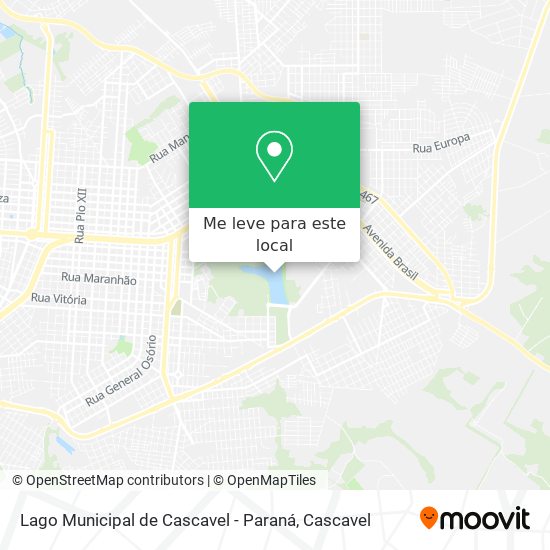 Lago Municipal de Cascavel - Paraná mapa