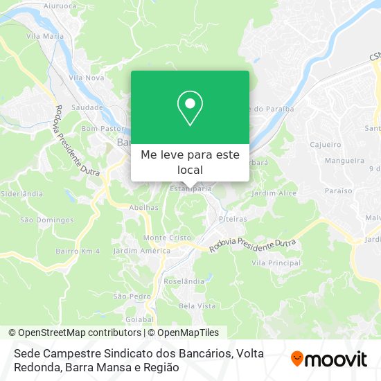 Sede Campestre Sindicato dos Bancários mapa