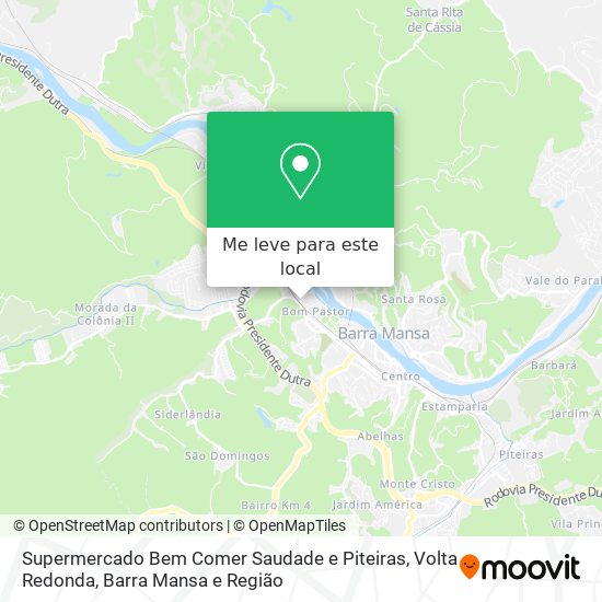 Supermercado Bem Comer Saudade e Piteiras mapa
